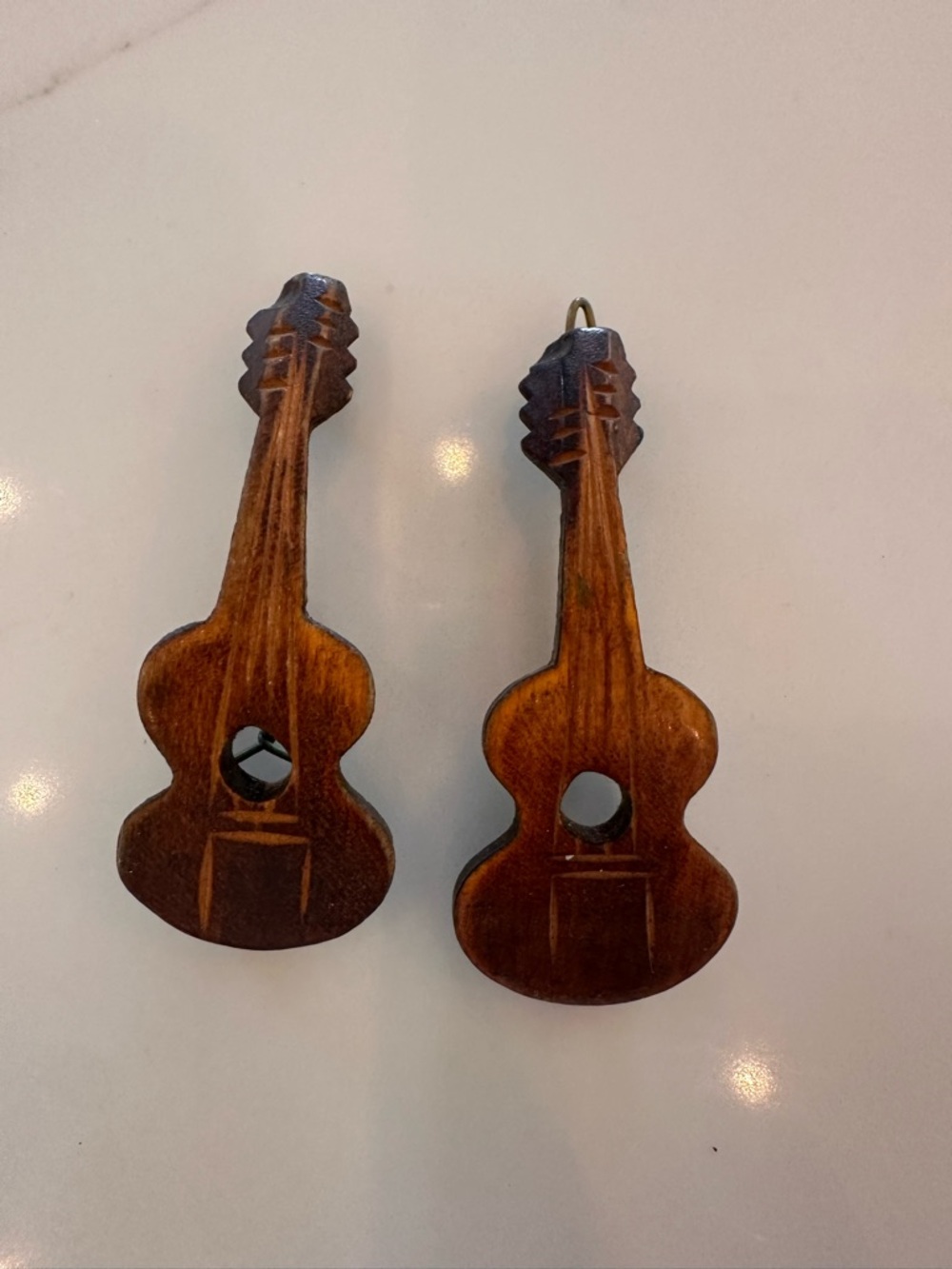 Handmade Wooden Guitar Barettes - Brown